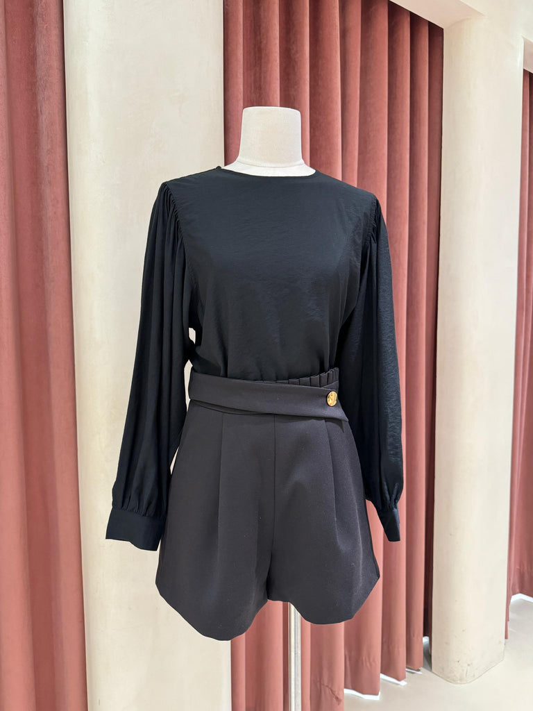 Valyarriie Self-Tie Long Sleeve Puff Top