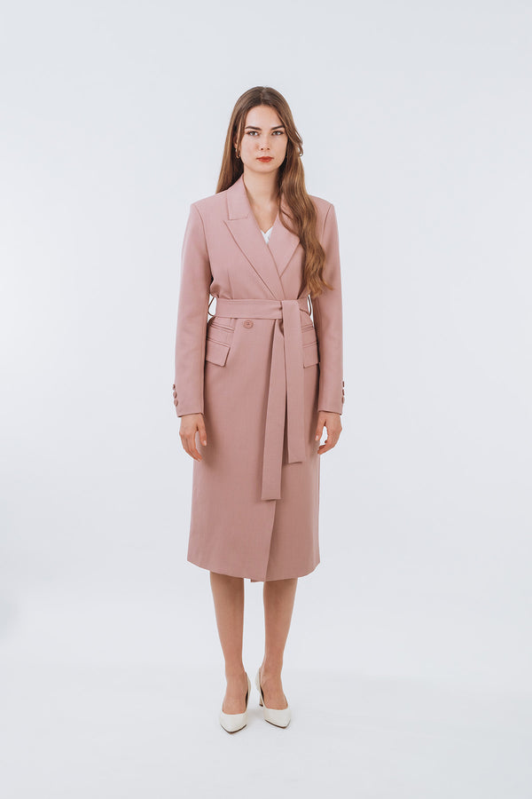 Yoenilleo Notched Lapel Self-Tie Coat