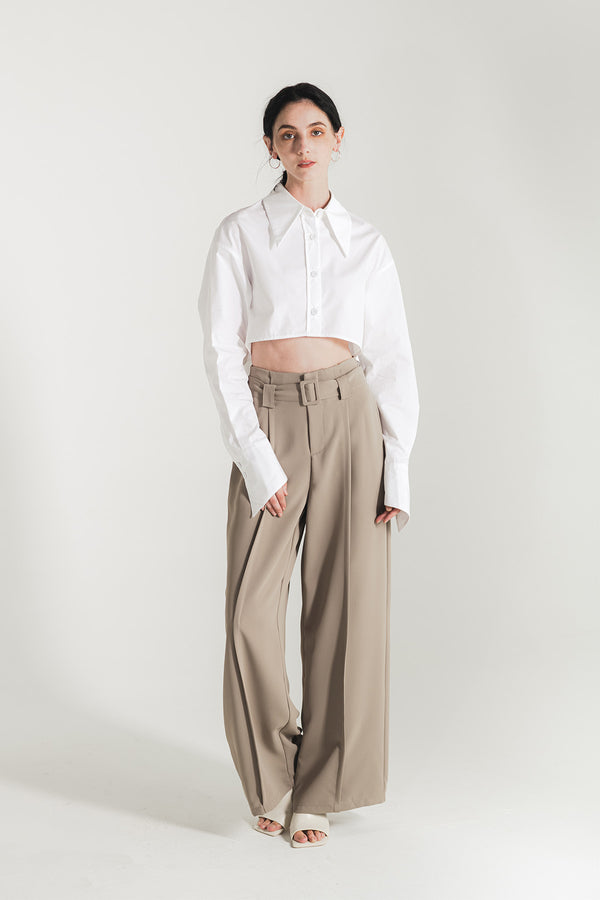 Calleane Belted High Waist Wide Pants