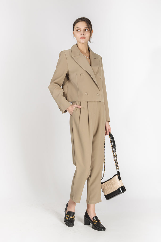 Double breasted outlet cropped blazer