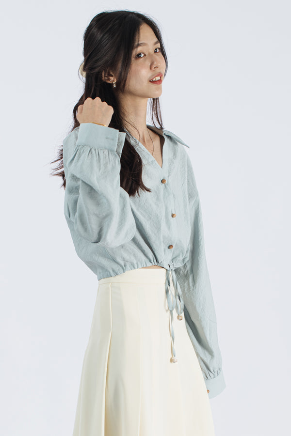 Emelie Drawstring Cropped Shirt Blouse