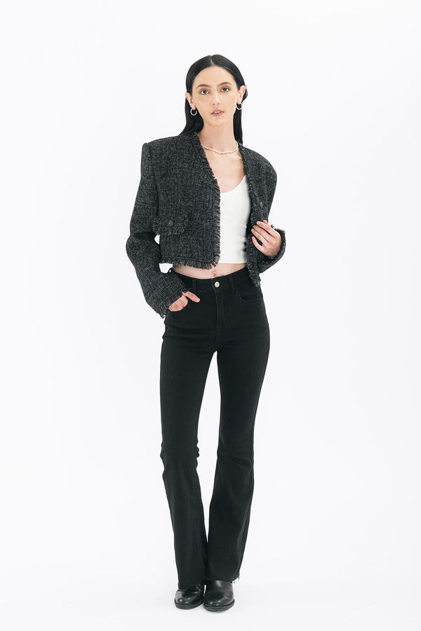 Emily Short Tweed V Neck Cardigan