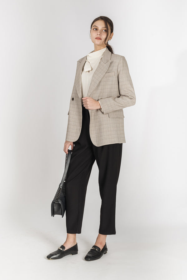 Emillia Checkered Notched Lapel Blazer