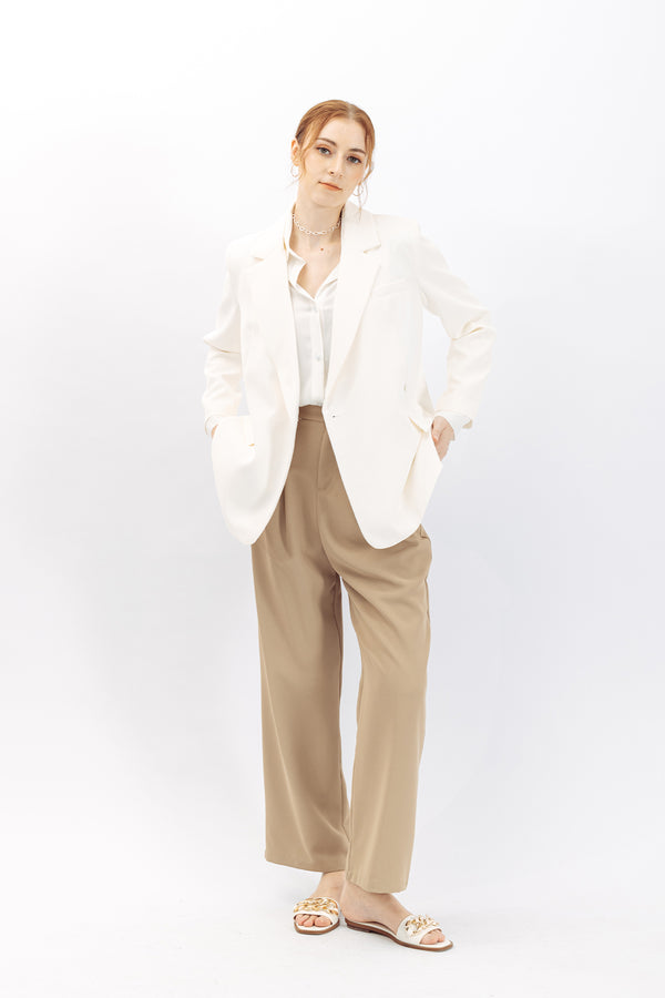 Jvenne Notched Lapel Self-Tie Waist Blazer