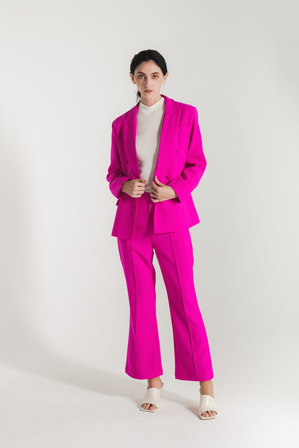 Leavette Notched Lapel Double Breasted Blazer