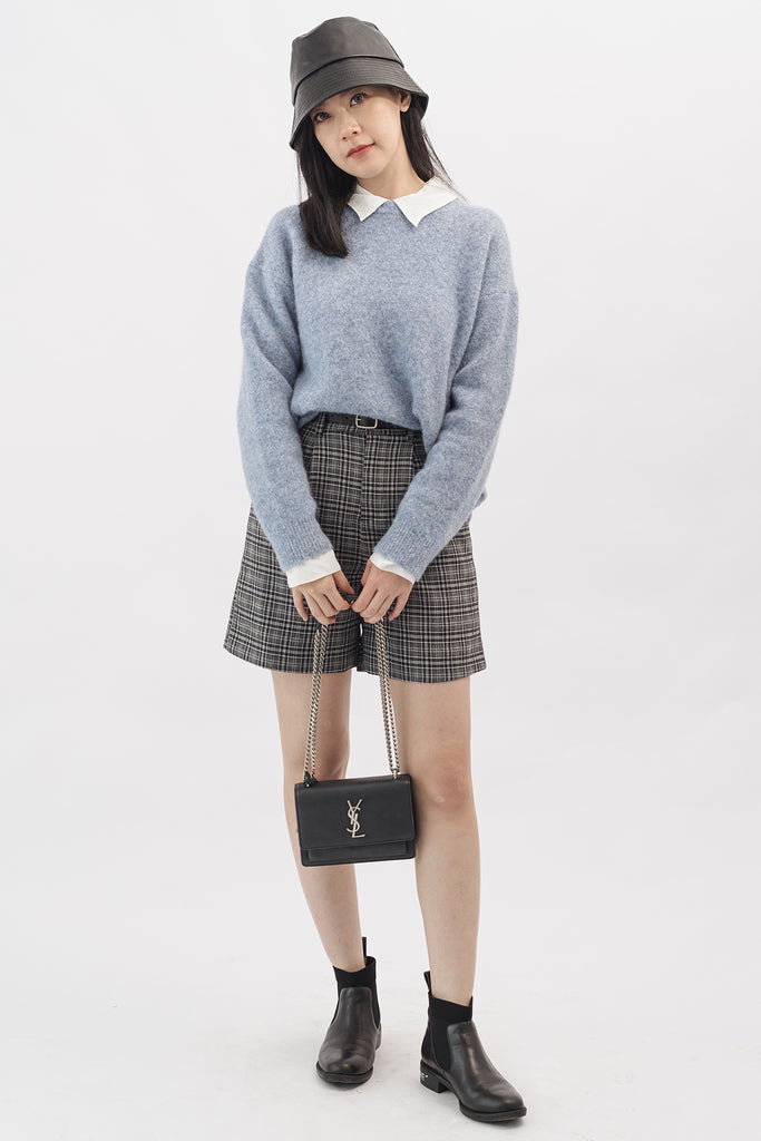 Macaron Crew Neck Puff Sweater