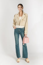 Miicaella Boxy Biker Style Trench Cropped Blazer