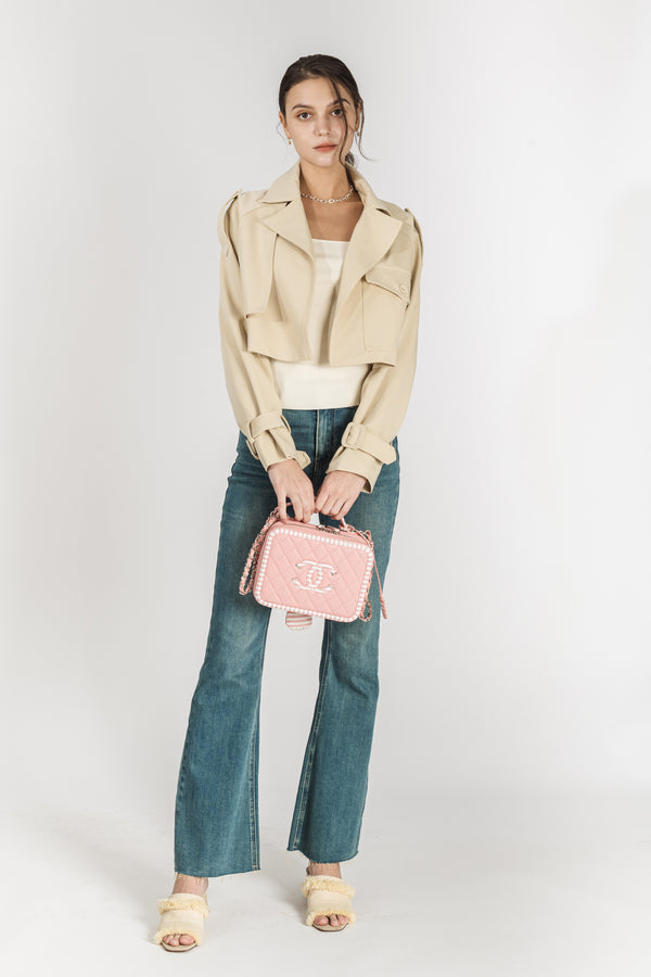 Miicaella Boxy Biker Style Trench Cropped Blazer