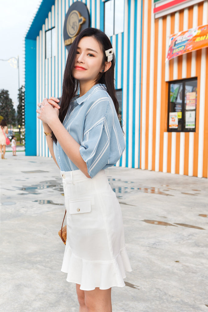 Fitted Ruffle Bottom Skirt 26 INCHI