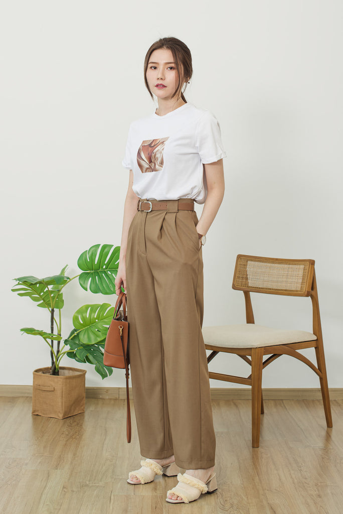 Round Belted Wide Leg Trousers