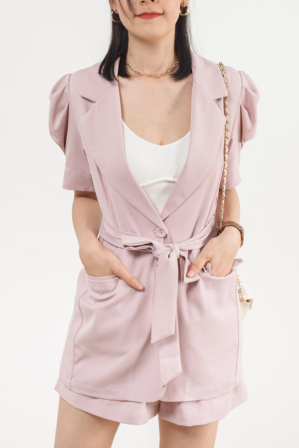 Puff Sleeve Single Reasted Short Set