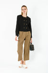 Stacciie Double Breasted Round Neck Front Pocket Cardigan