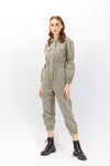 Utility Zipper Elastic Waist Jumpsuit