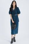 Vintage Puffy Sleeve Denim Dress