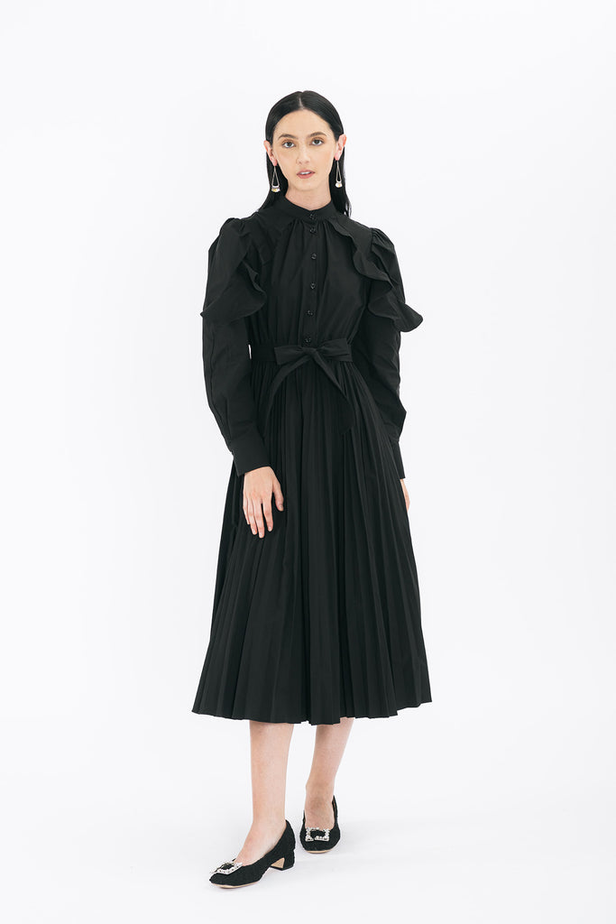 Wendynne Ruffled Self-Tie Long Sleeve Maxi Dress