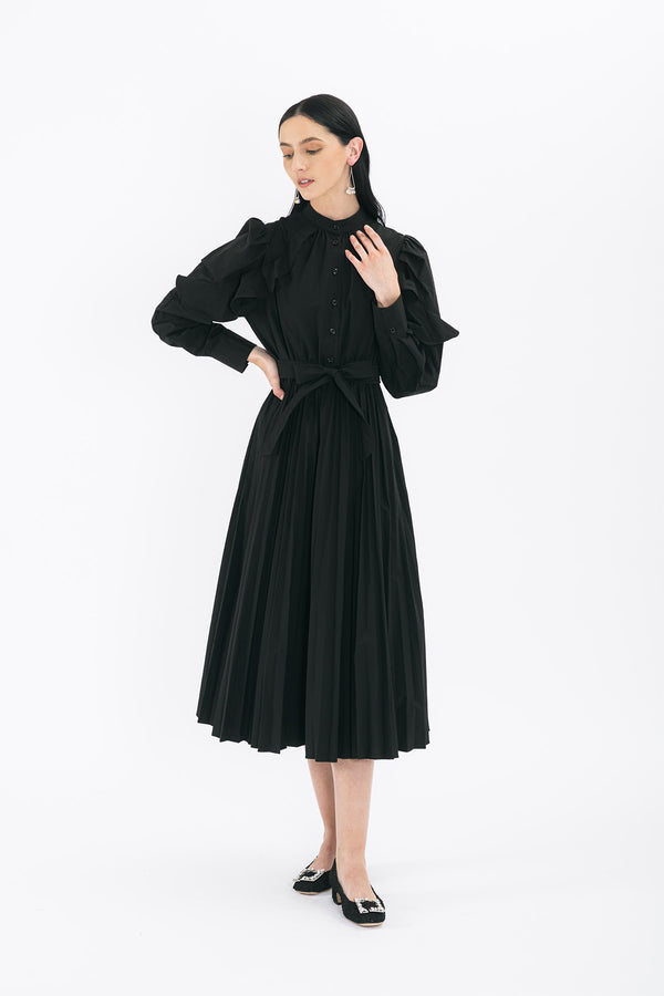 Wendynne Ruffled Self-Tie Long Sleeve Maxi Dress