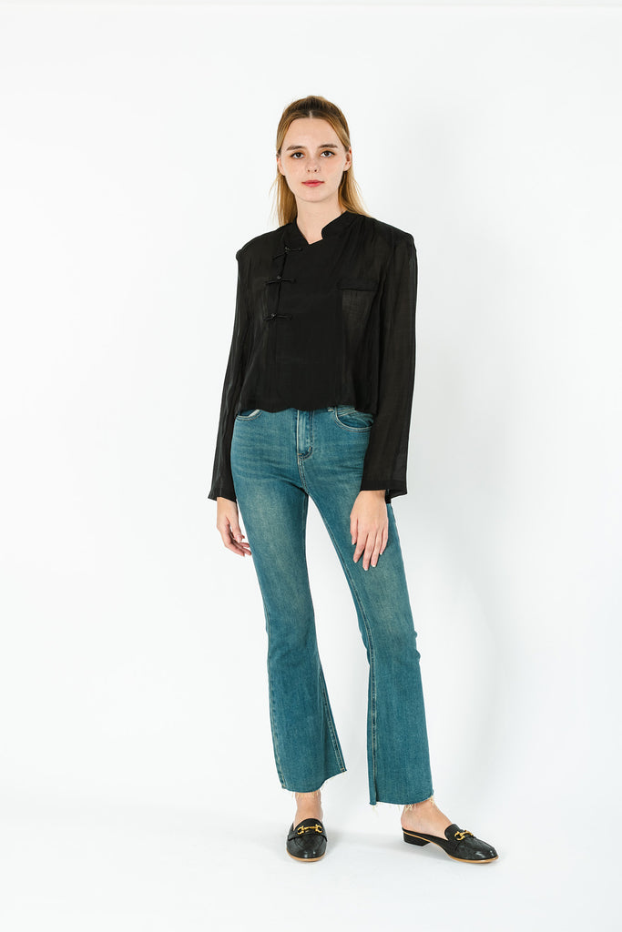 Yarelli Knot Buttons Cropped Jacket